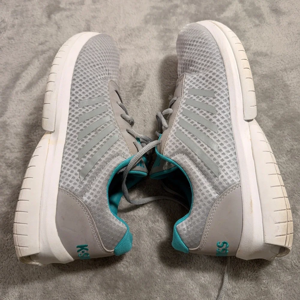 K-Swiss K17/111 Sneakers Men 11 Grey Teal Low Top Mesh Running Shoes 05481-044-M